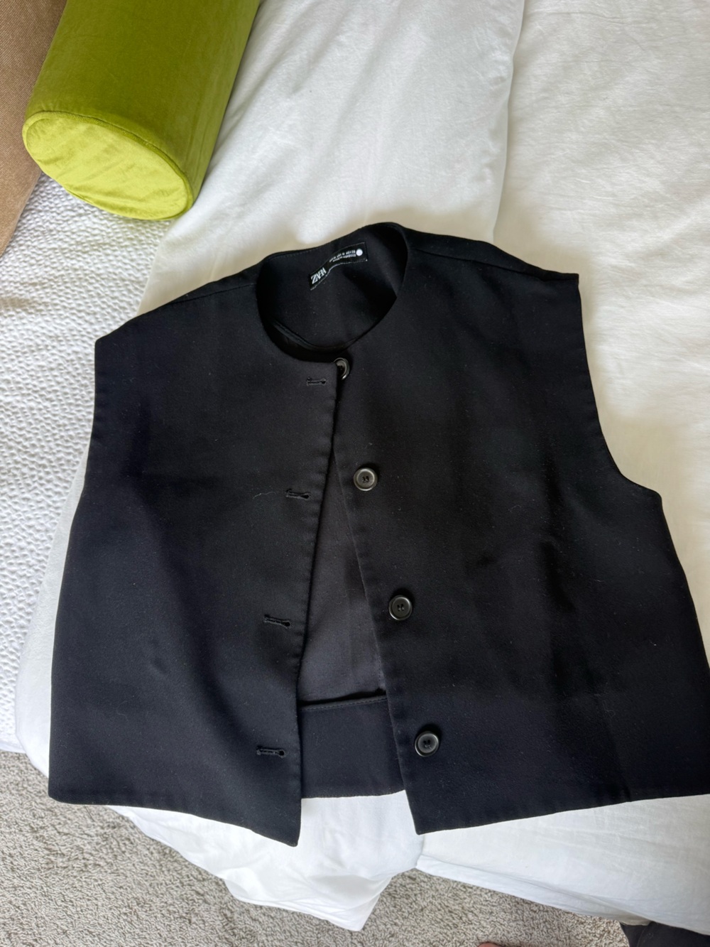 Zara Black Sleeveless Button Vest